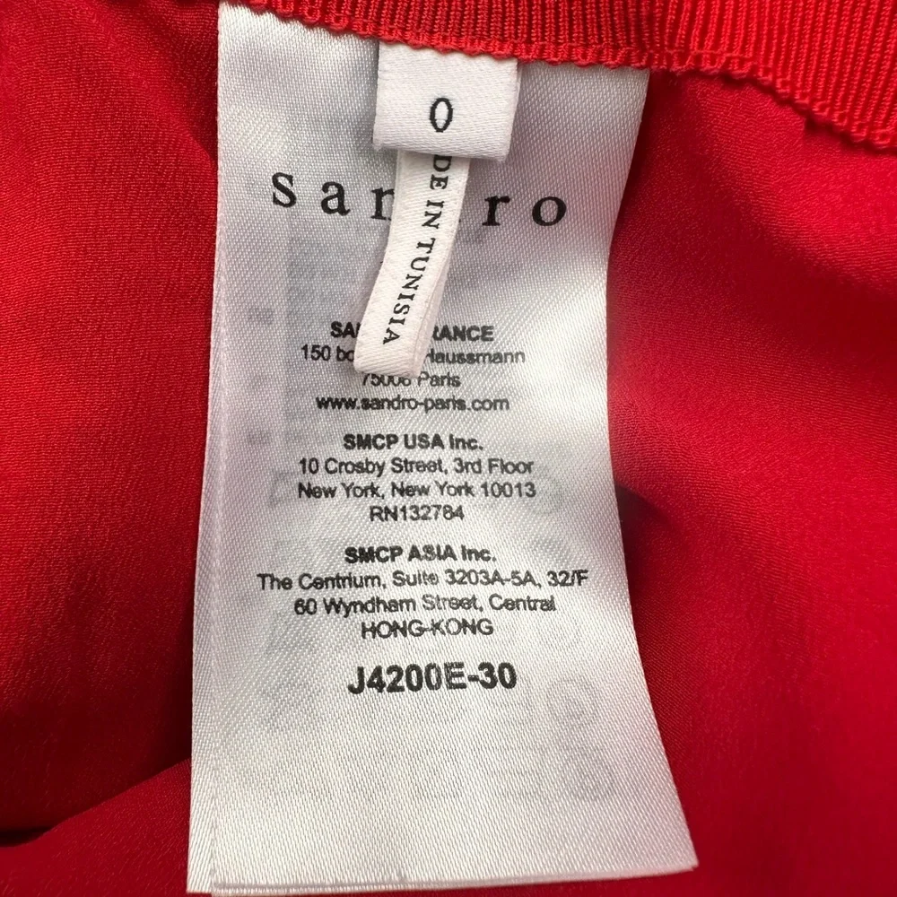 Sandro Paris Red Embroidered Lace Mini Skirt Size 0 EU 34 Luxury Statement - Picture 4 of 13